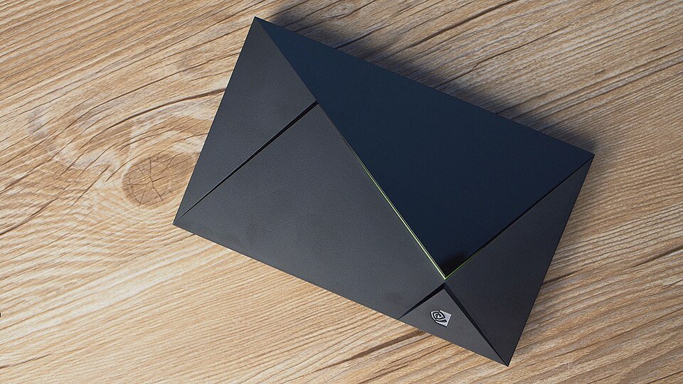 NVIDIA Shield TV Pro streaming device and remote, with a wired Ethernet option